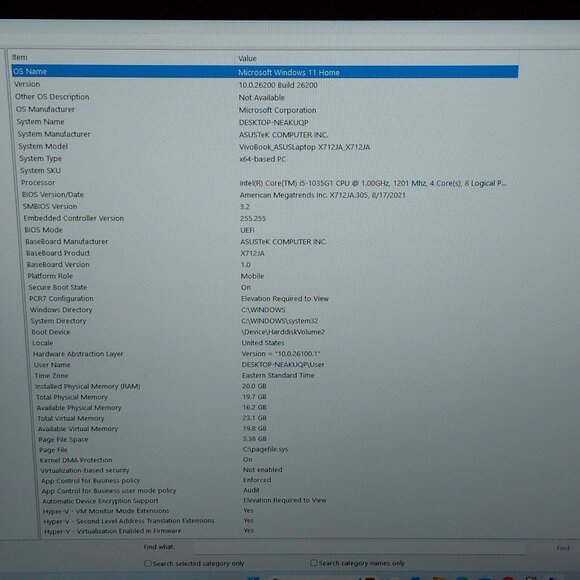 ASUS VIVOBOOK X712JA | CORE I5-1035G1 1.0GHZ | 2TB | 20GB RAM | WINDOWS 11 - Picture 13 of 14